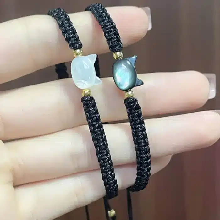 Bracelet couple chat noir et blanc 3