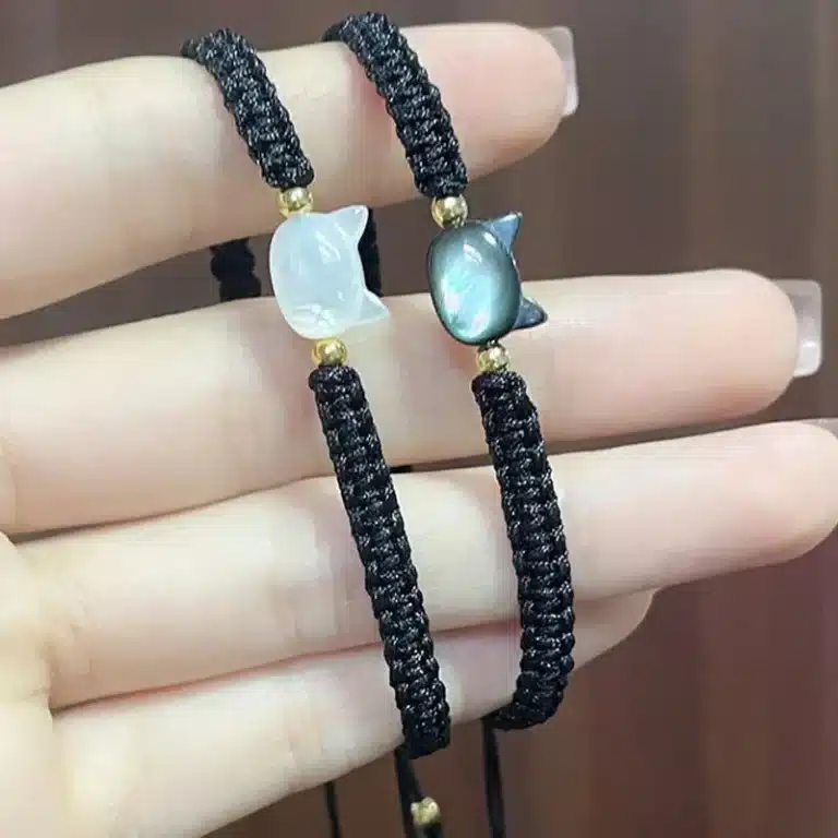 Bracelet couple chat noir et blanc 3