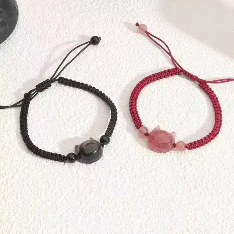 Bracelet couple chat rouge et noir 6