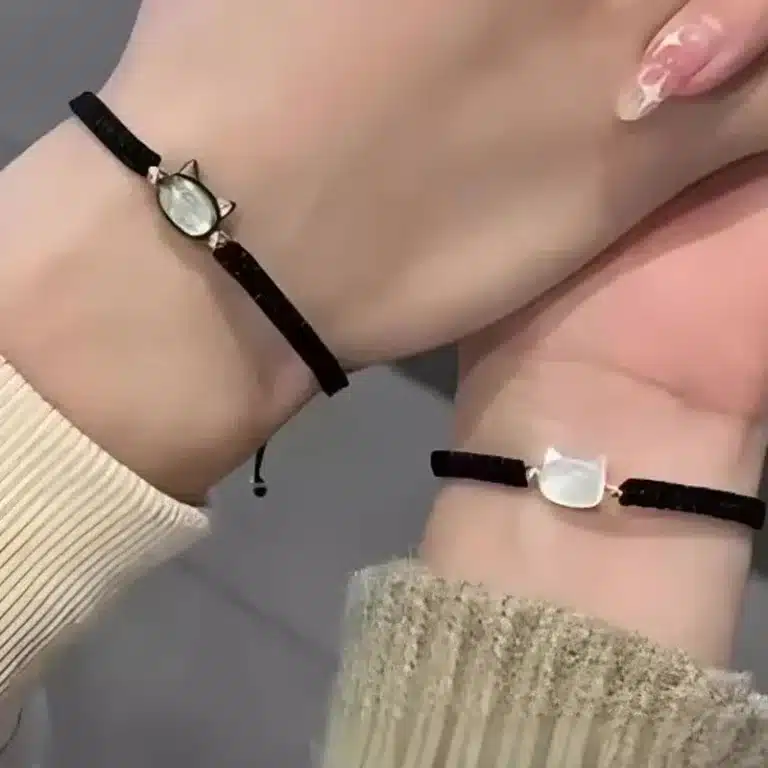Bracelet couple chat noir et blanc 2