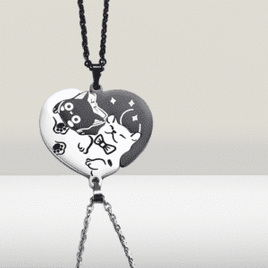 Collier couple chat rigolo