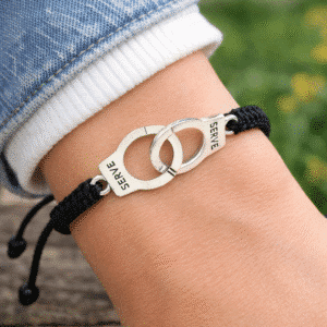 Bracelet couple menottes acier