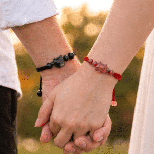 Bracelet couple chat rouge et noir