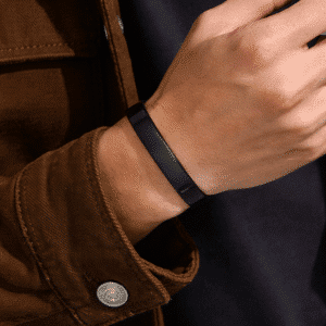 Bracelet couple personnalisé noir pour homme