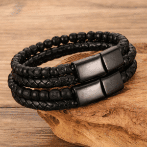 Bracelet couple pierres noires