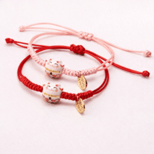 Bracelet couple chat porte-bonheur maneki neko
