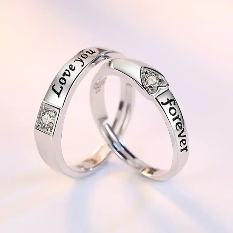 Bague de couple argentée ajustable 2