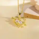Collier couple coeur avec flèche pour femme 1