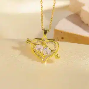 Collier couple coeur avec flèche pour femme 1