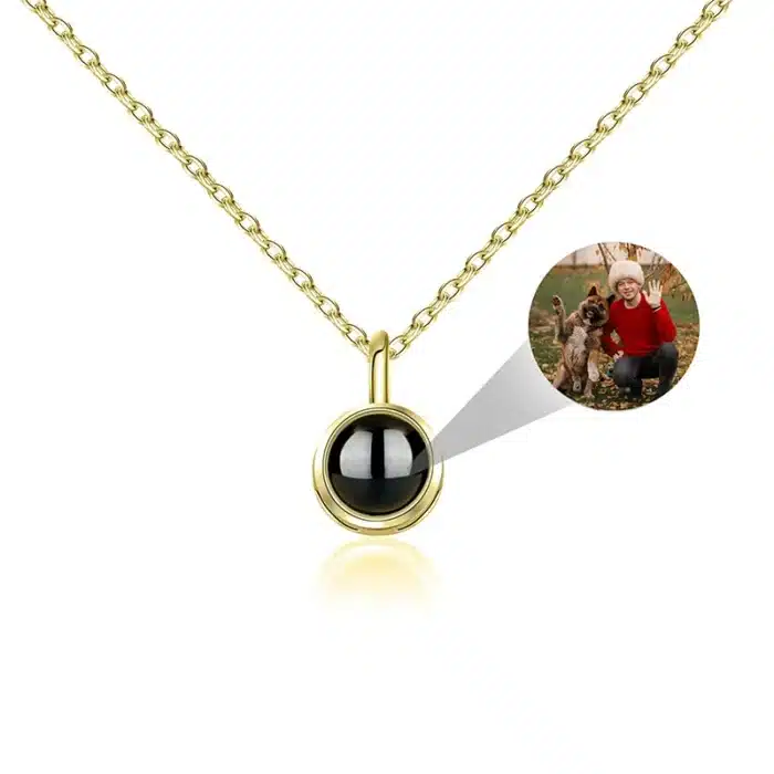 Collier couple homme photo projection rond 1