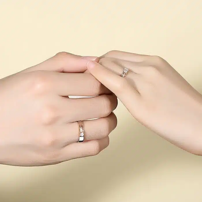 Bagues de couple ajustables argent et cuivre 4