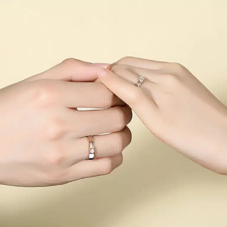 Bagues de couple ajustables argent et cuivre 4