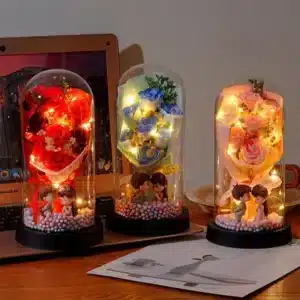 Bouquet rose éternelle lumineuse 1