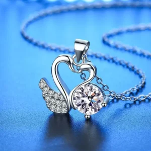 Collier cygne coeur zirconium femme 2