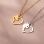 Collier couple chaton en forme de coeur 3