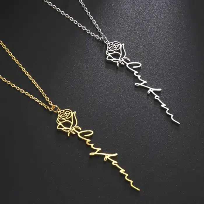 Collier femme personnalisé en forme de rose 1