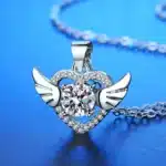 Collier coeur brillant ailes femme 2