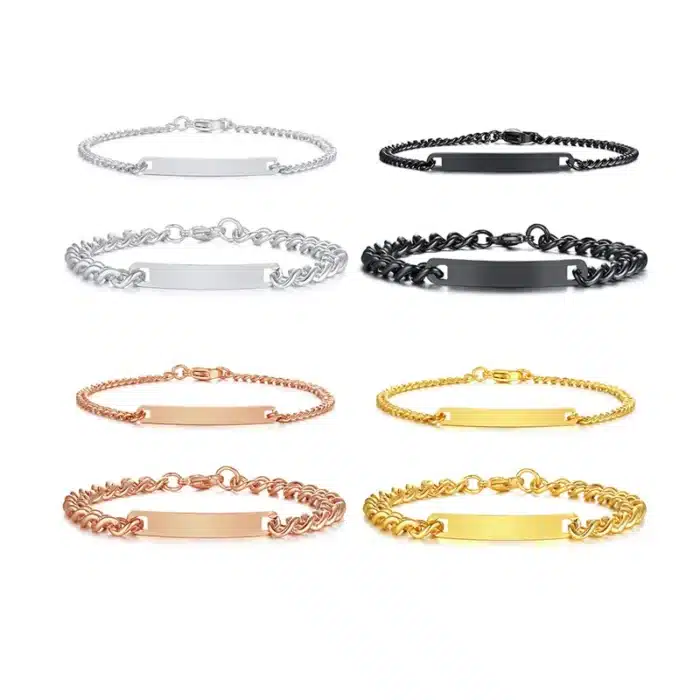 Duo bracelet couple gourmette personnalisé 3