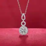 Collier pendentif strass rond femme 1