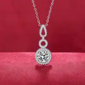 Collier pendentif strass rond femme 1