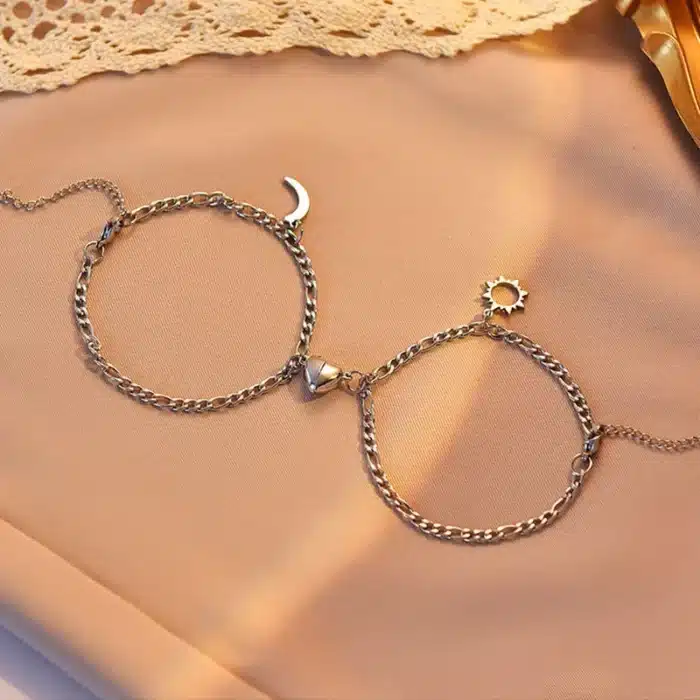 Bracelets couple aimantés lune soleil 5