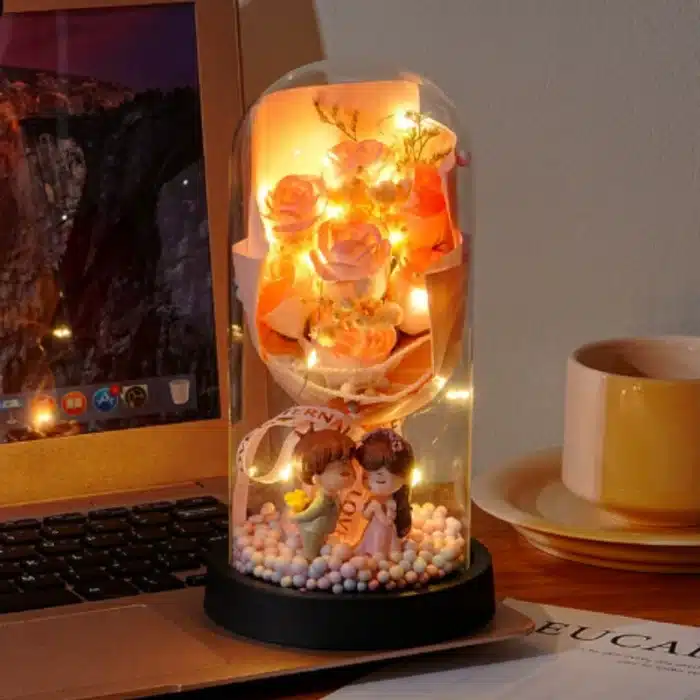 Bouquet rose éternelle lumineuse 3