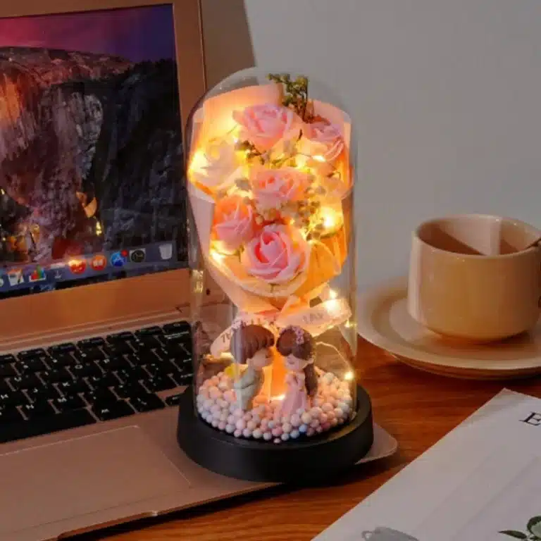 Bouquet rose éternelle lumineuse 5