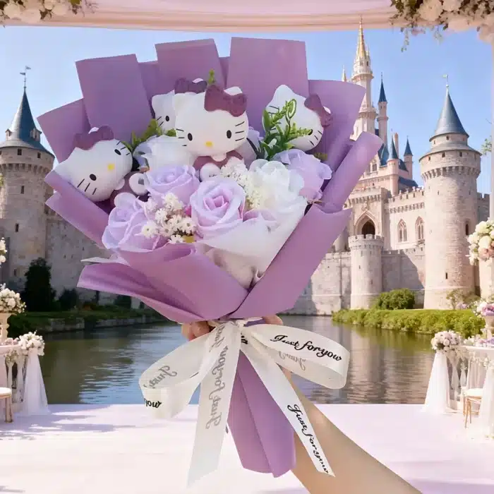 Bouquet rose éternelle Hello Kitty 3