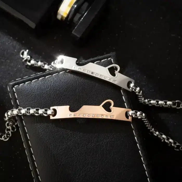 Duo bracelets couple coeur original qui s'emboîte 2