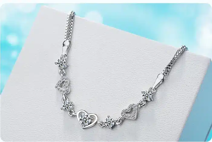 Bracelet coeur argenté pour femme 2