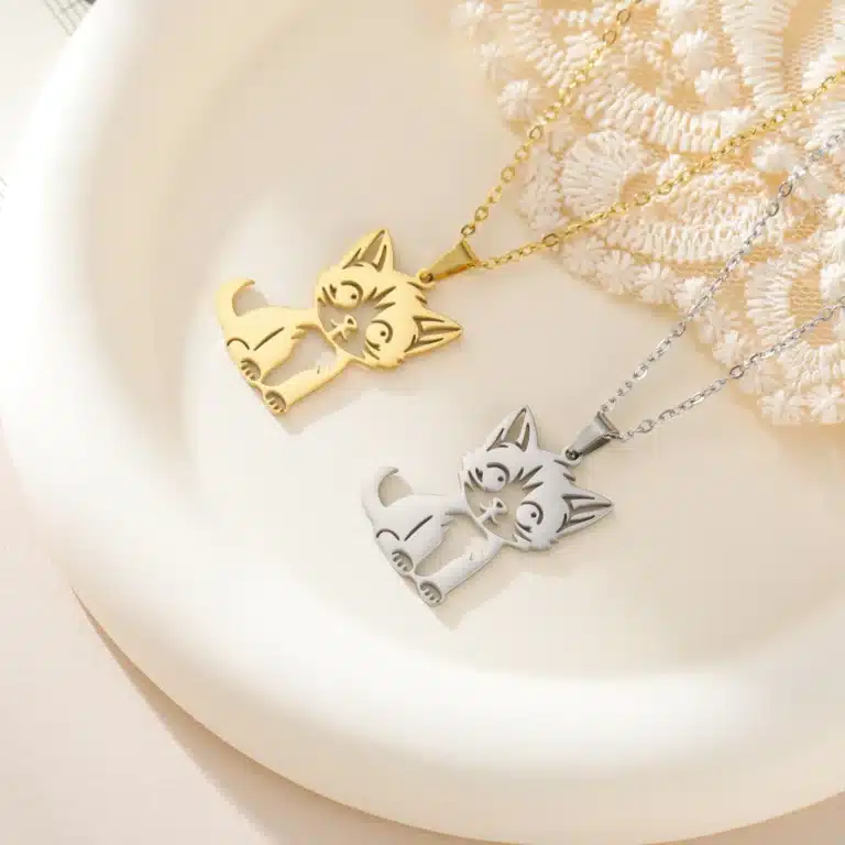 Collier couple femme chaton acier inoxydable 1