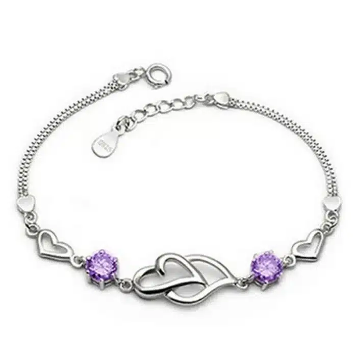 Bracelet couple double coeur pour femme 6
