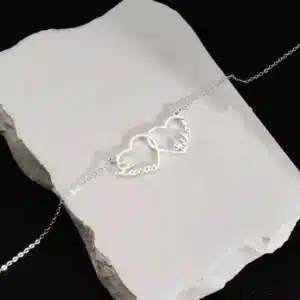 Collier couple personnalisé double coeur femme 3