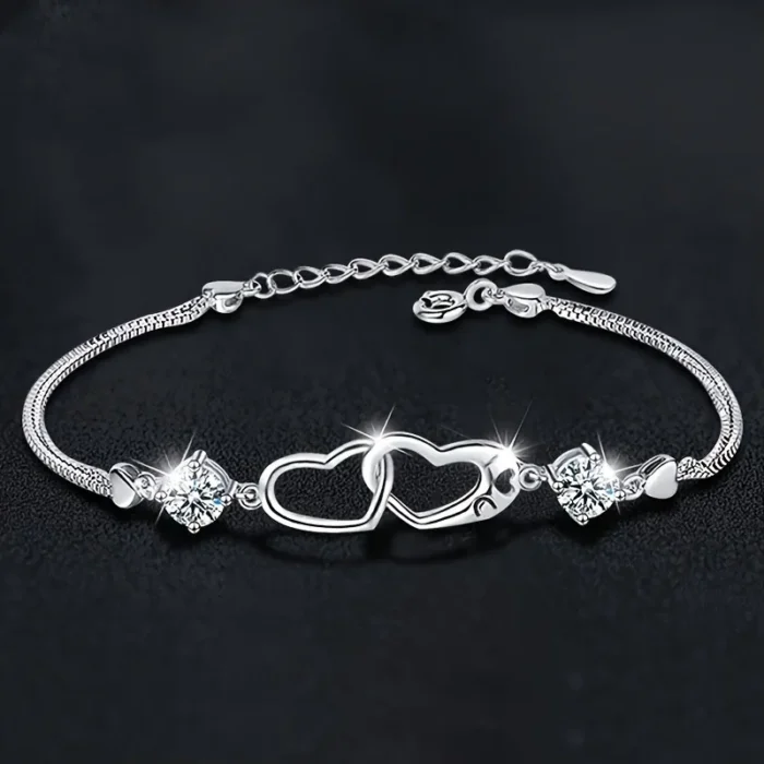 Bracelet double coeur ajouré pour femme 2