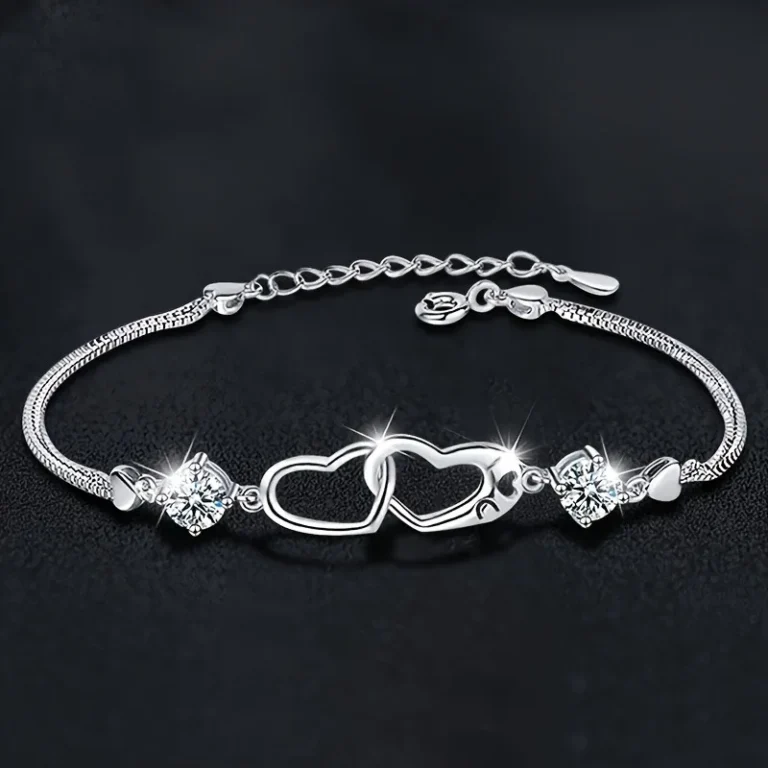 Bracelet double coeur ajouré pour femme 2
