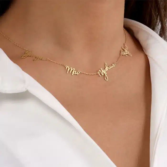Collier femme personnalisé acier inoxydable plusieurs prénoms 2