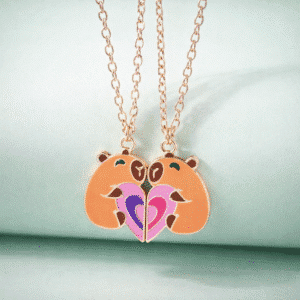 Collier couple coeur capybara