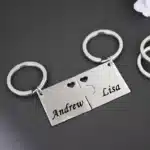 Porte-clés puzzle personnalisé couple avec coeur 1