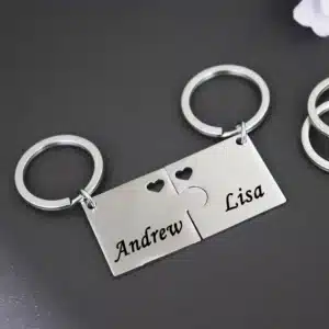 Porte-clés puzzle personnalisé couple avec coeur 1