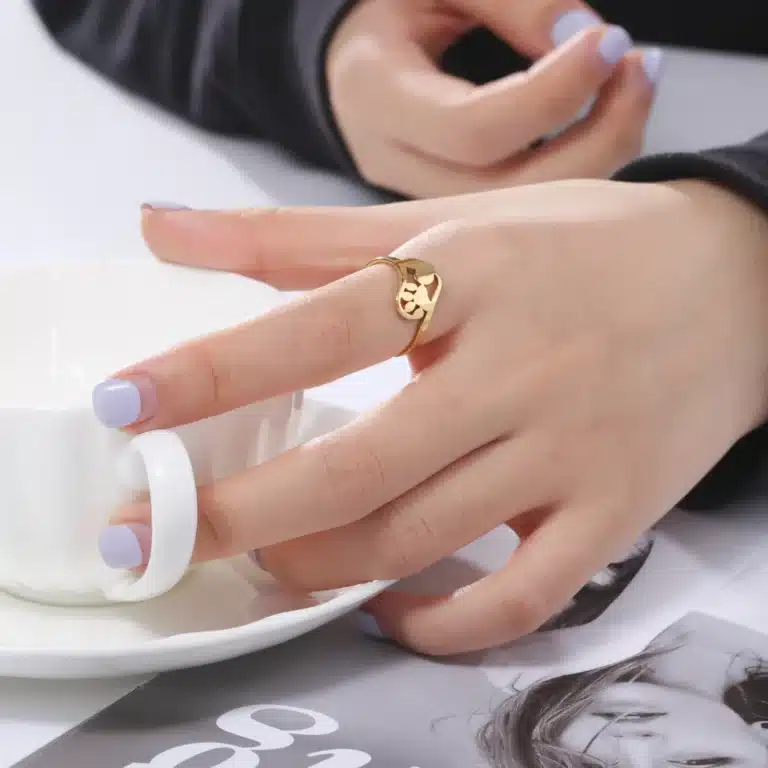 Bague couple patte de chien mignonne 2