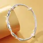 bracelet jonc tressé argent femme 1