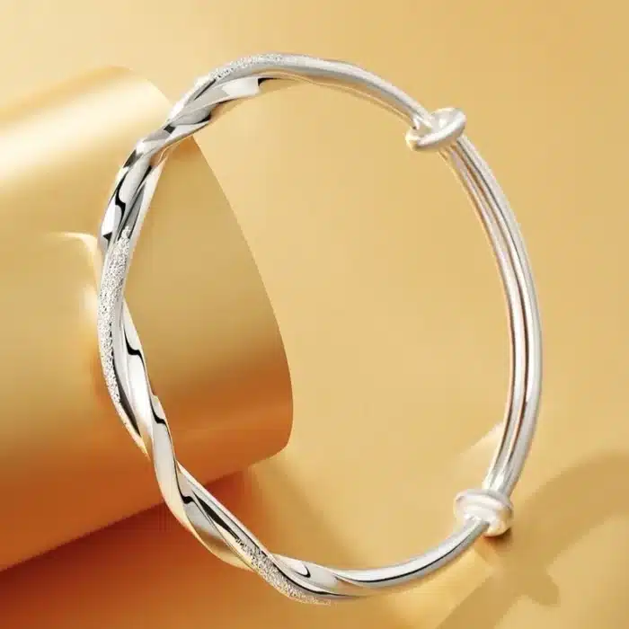 bracelet jonc tressé argent femme 1