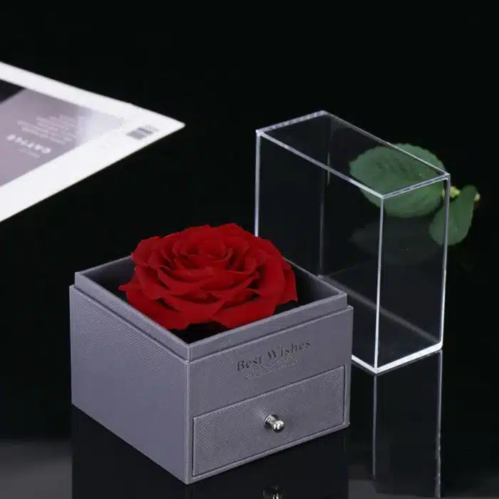 Boite à bijoux rose éternelle avec collier coeur 3