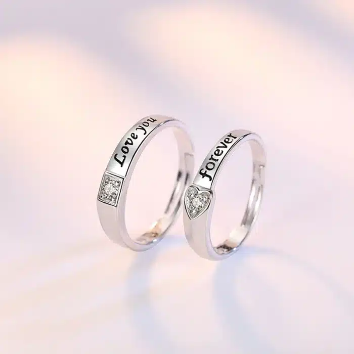 Bague de couple argentée ajustable 3