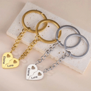Porte-clés couple coeur personnalisé
