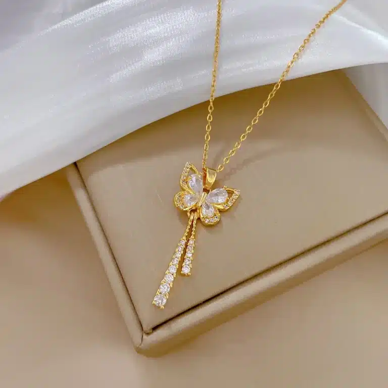Collier couple femme papillon ras de cou 2