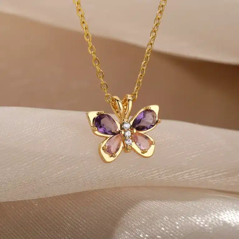 Collier couple papillon femme 4