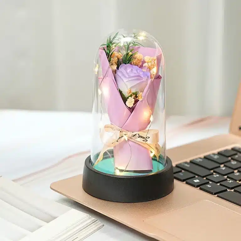 Bouquet romantique rose éternelle LED 3