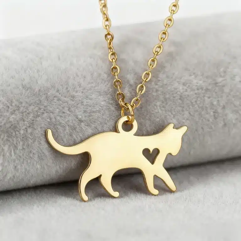 Collier couple chaton coeur femme 6