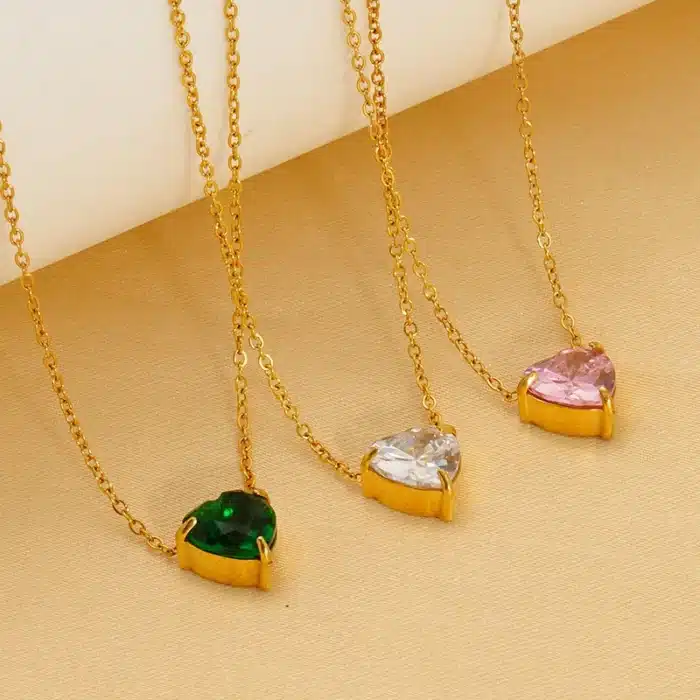 Collier couple coeur coloré pour femme 1